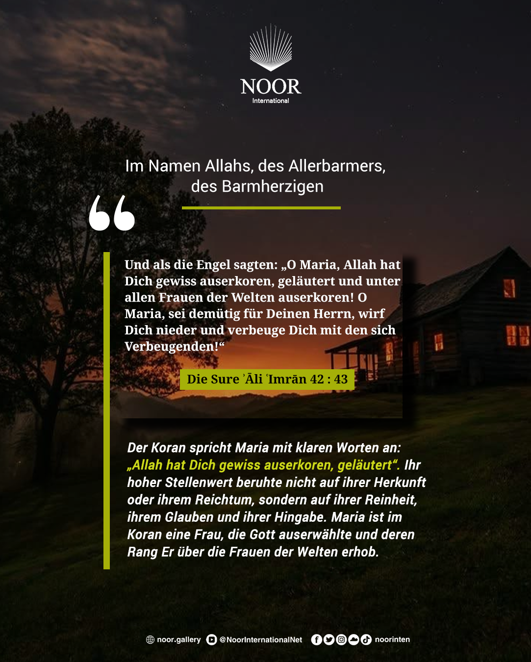 ​Der Koran spricht Maria mit klaren Worten an: „Allah."