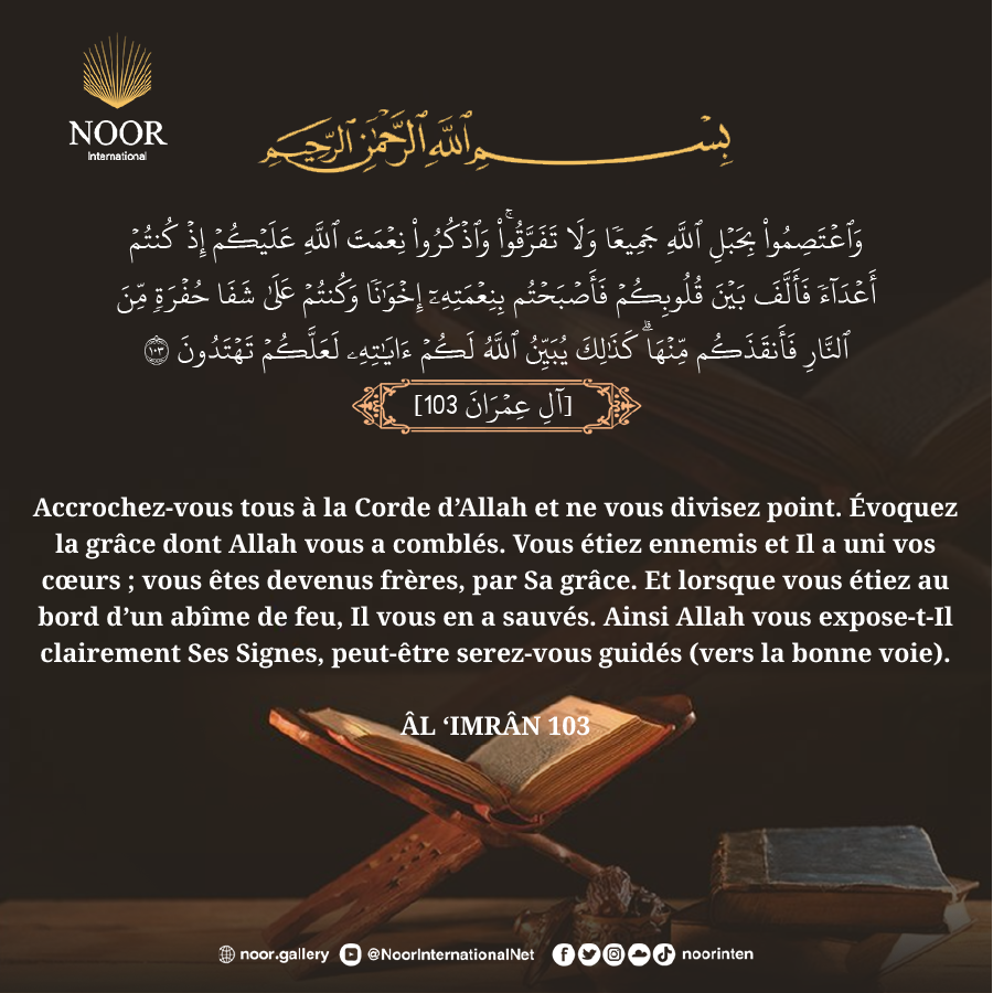 Accrochez-vous tous à la Corde d’Allah et ne vous divisez point
