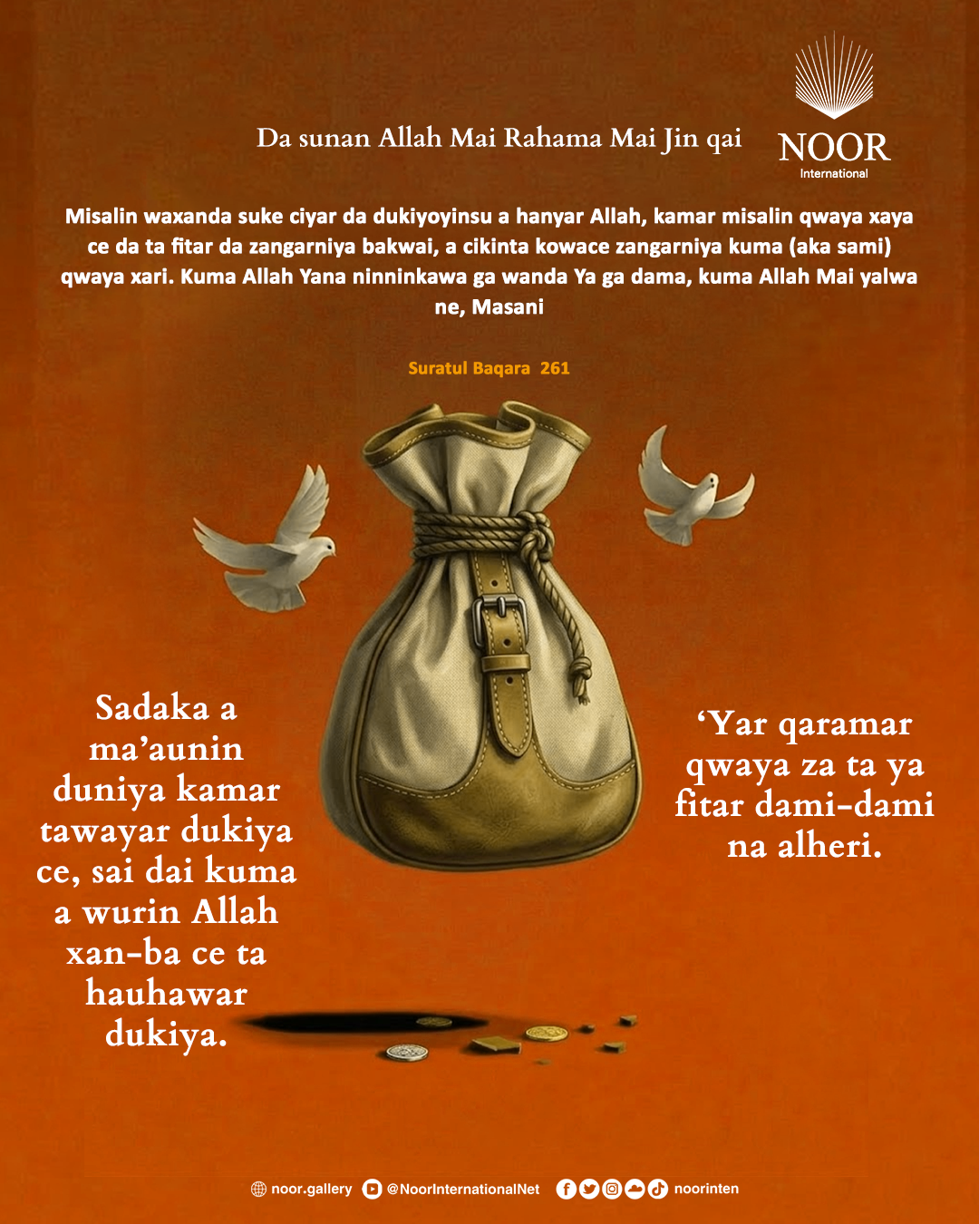Sadaka a ma’aunin duniya kamar tawayar dukiya ce,