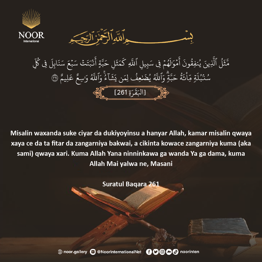 Misalin waxanda suke ciyar da dukiyoyinsu a hanyar Allah