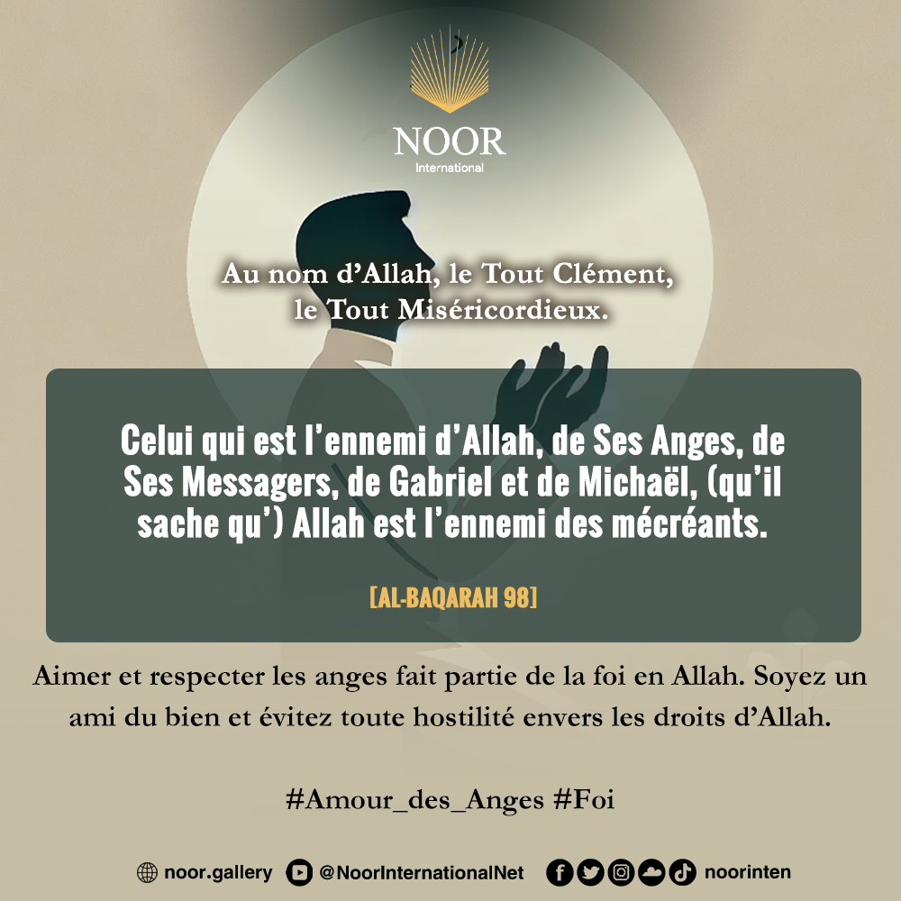 ​Aimer et respecter les anges fait partie de la foi en Allah.."