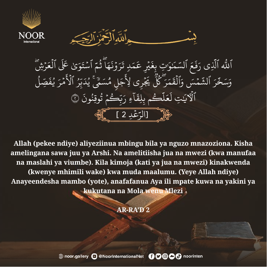 Allah (pekee ndiye) aliyeziinua mbingu bila ya nguzo mnazoziona.