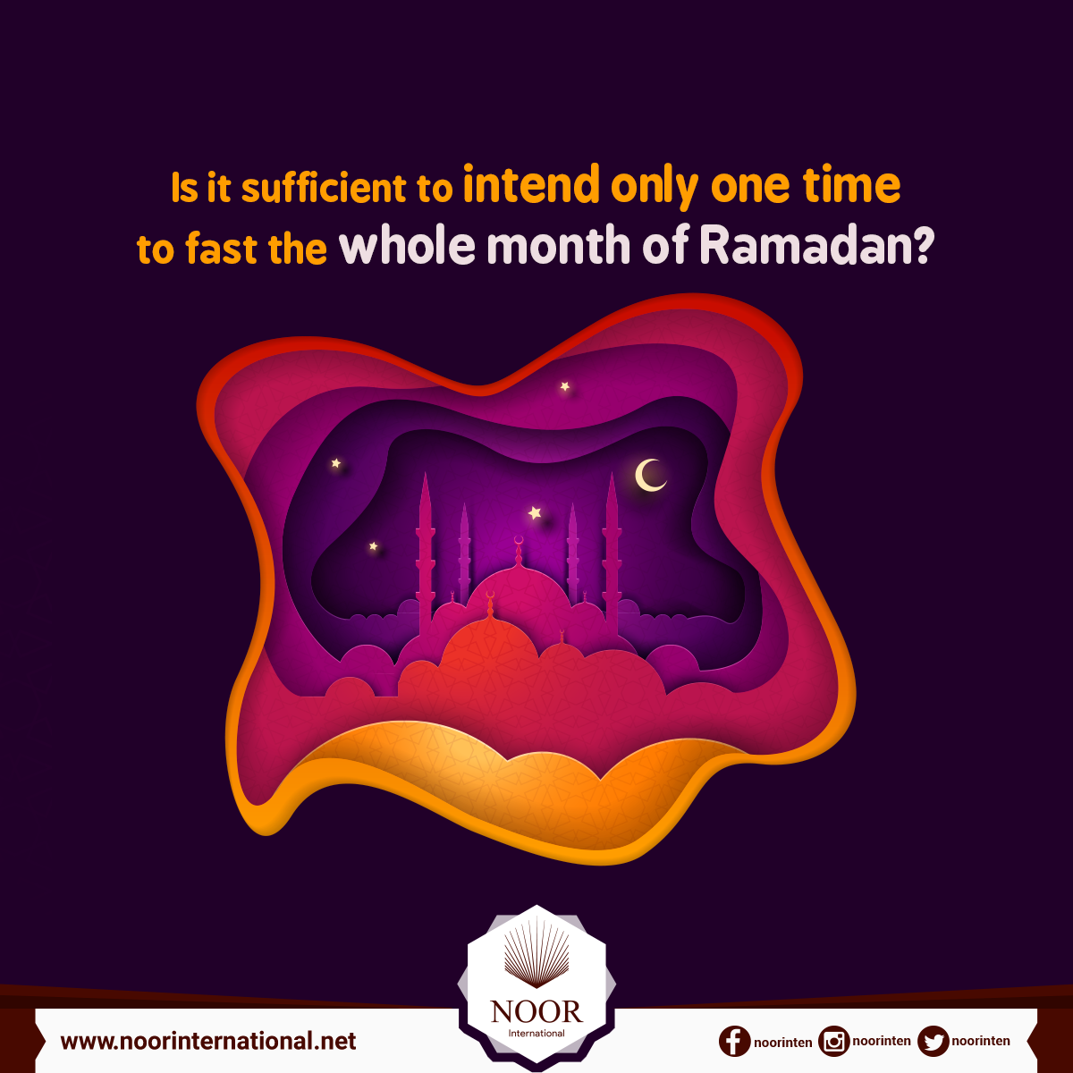 Is it sufficient to intend only one time to fast the whole month of Ramadan?