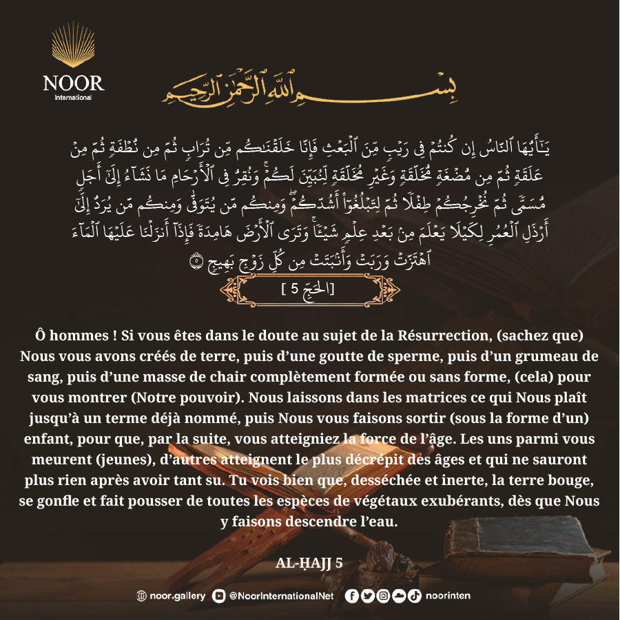 Ô hommes ! Si vous êtes dans le doute au sujet de la Résurrection,...