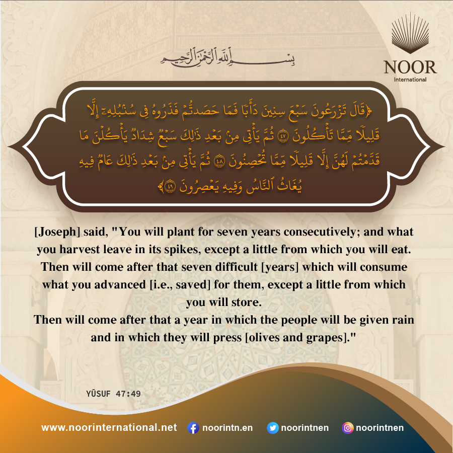 [Joseph] said, "You will plant for seven years consecutively;"